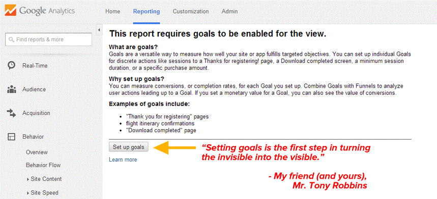 set up google analytics goals